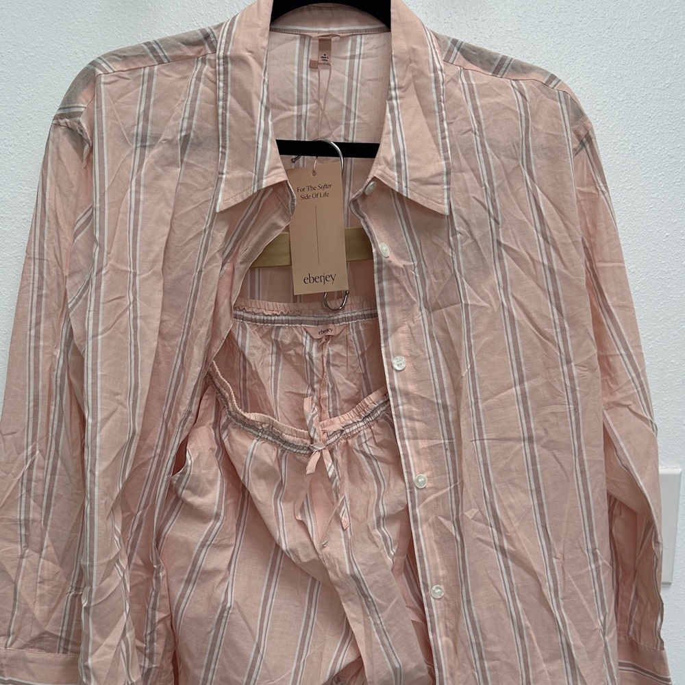 Eberjey Blush Striped Shirt and Pants Set medium